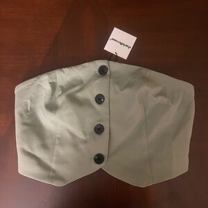 Charlotte Russe Sage Green Strapless Top with Black Buttons - NWT